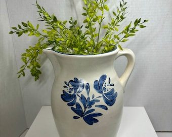 Vintage Pfaltzgraff Pitcher, Yorktowne Blue Floral Pottery