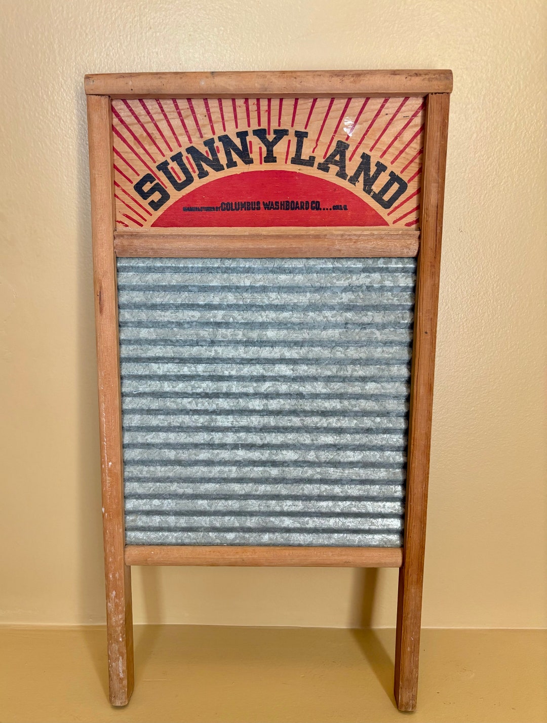 Antique Columbus Washboard Galvanized No. 2090 Sunnyland Columbus Ohio