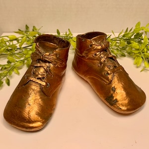 Vintage Mid Century Bronzed Baby Shoes 1940s