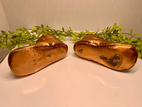 Vintage Mid Century Bronzed Baby Shoes 1940s - image 8