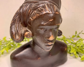 Vintage Bali Male Bust Balinese 1930’s Folk Art Antique Bust