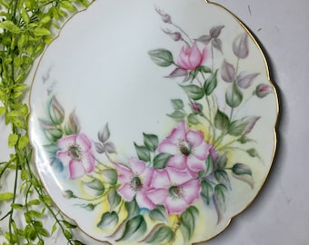 Vintage Haviland France Floral Plate Gold Gilt on Scallop Edges
