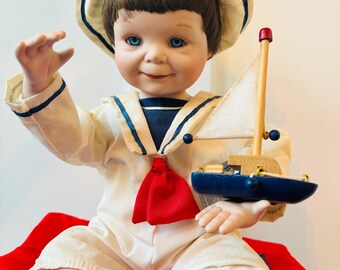 Vintage Yolanda Bellows Porcelain Sailor Doll, Ashton Drake 1991