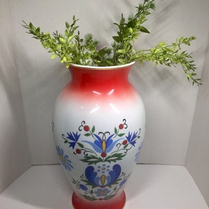 Lubiana Polish Porcelain Pottery Folk Art Design Extra Large Vase Vintage