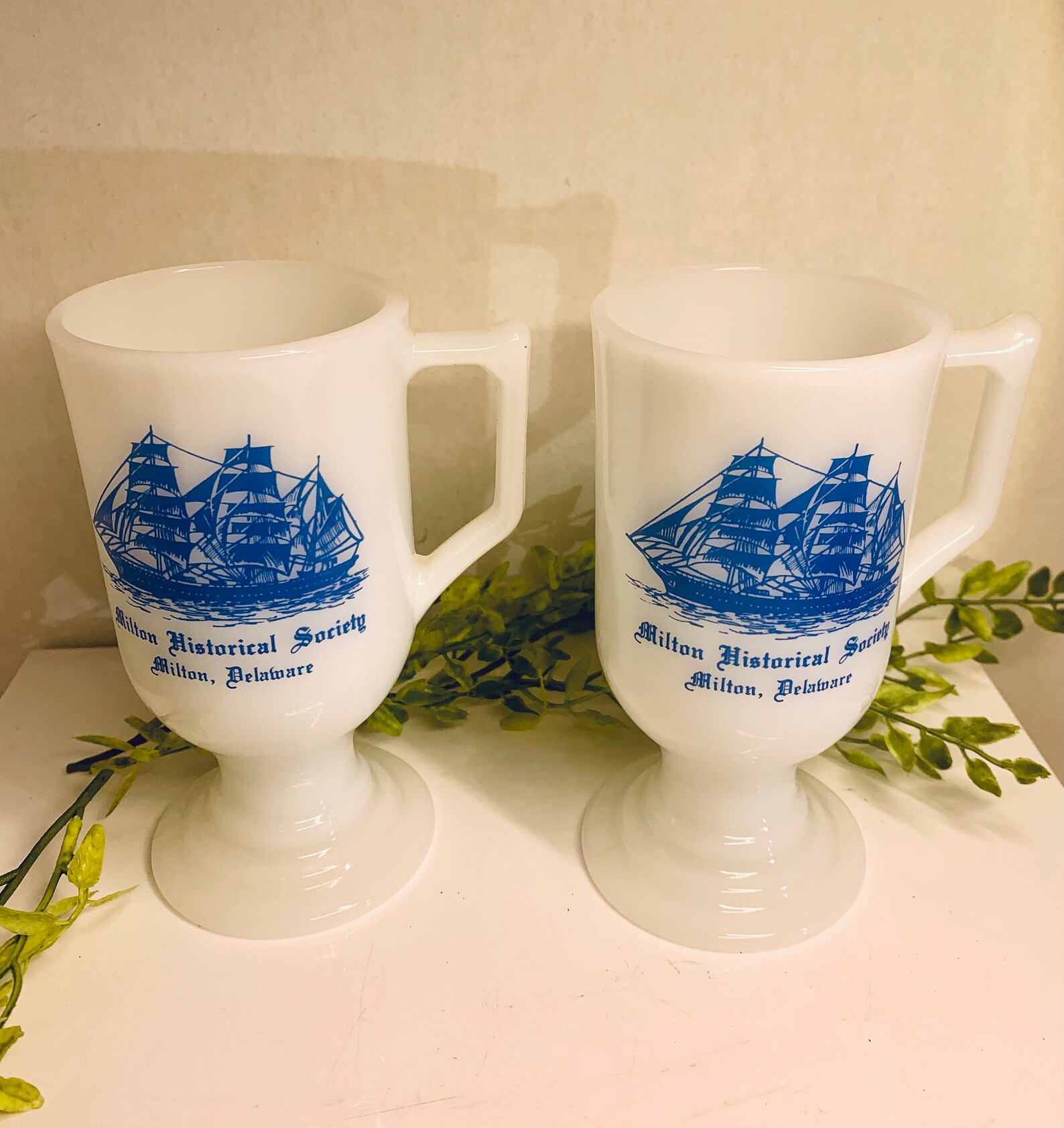 Milton Historical Society Milton Delaware Milk Glass Tea Mugs Etsy UK
