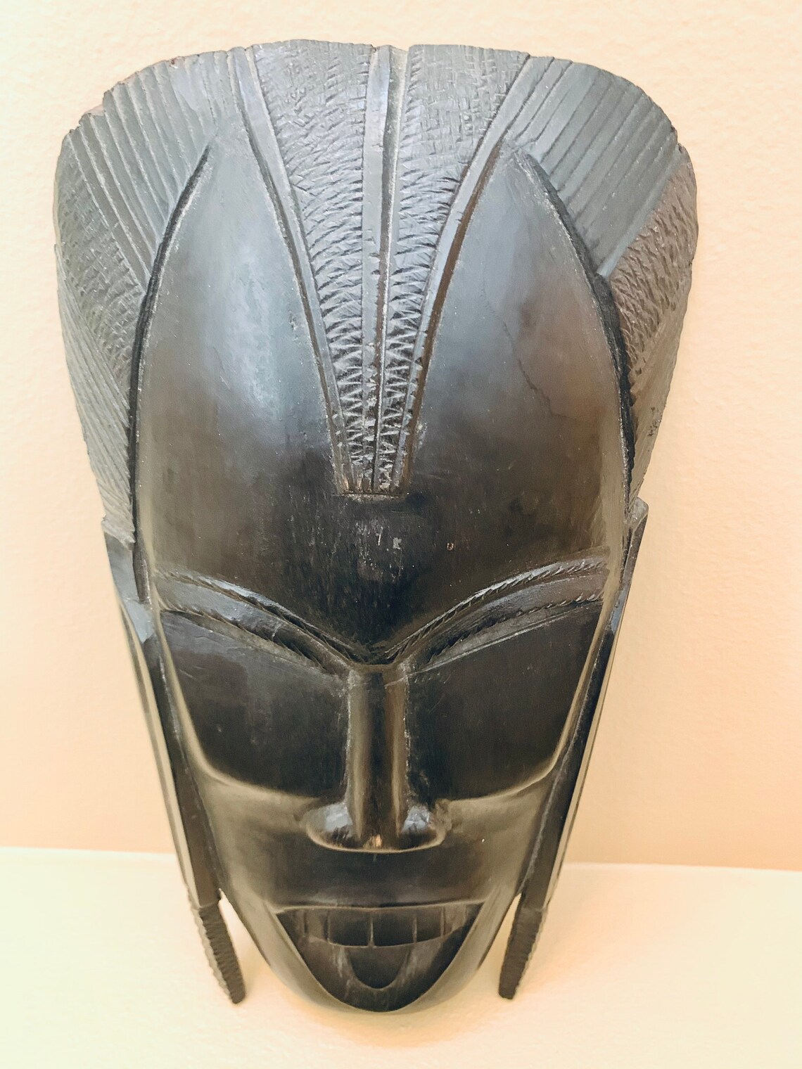 Hand Carved Kenya African Maasai Tribal Mask Ebony Ironwood Etsy