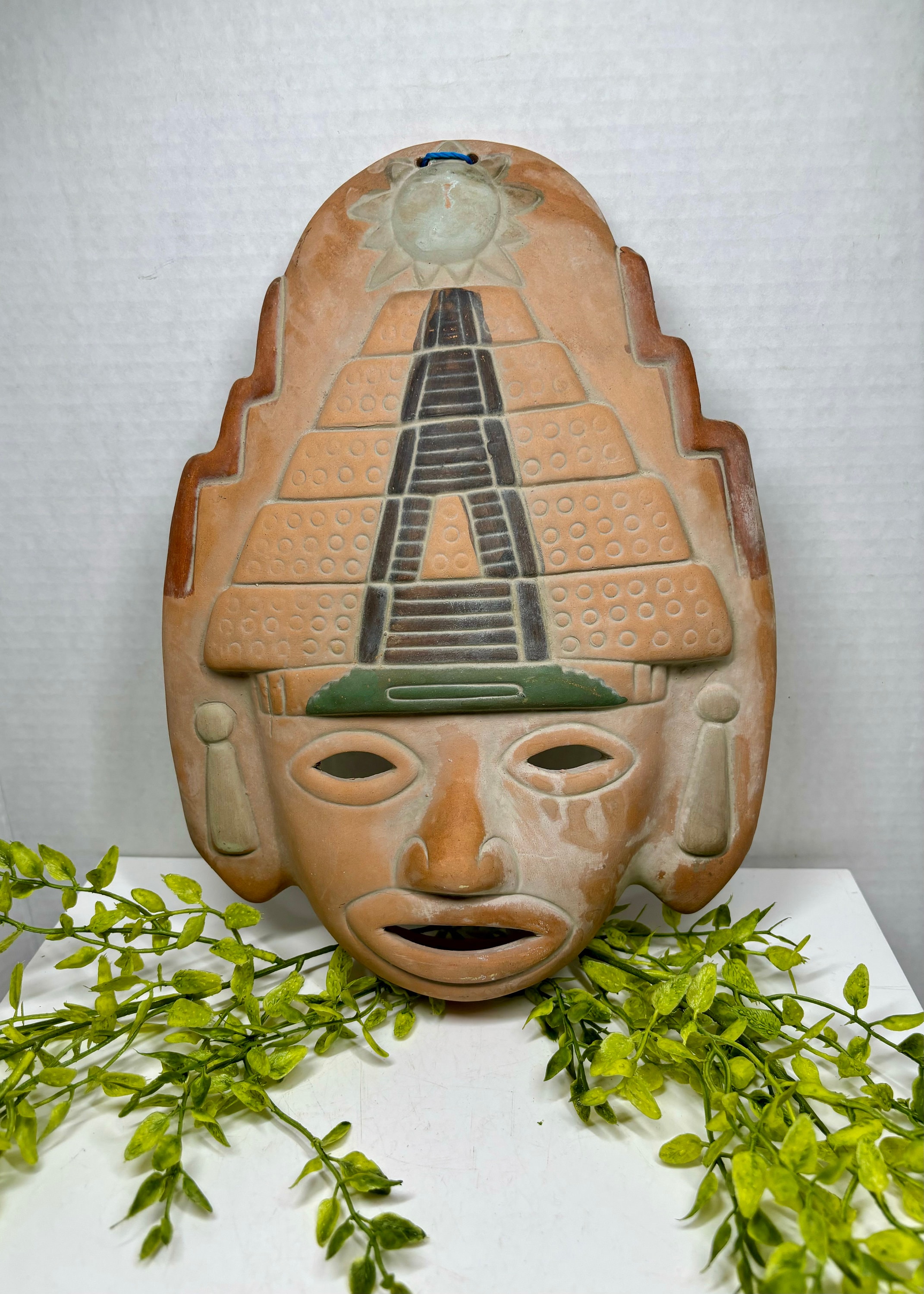 Pyramid of the Sun Headdress Aztec Terra-cotta Clay Mask Wall