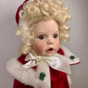 Vintage Franklin Heirloom Doll Porcelain Christmas Baby Doll