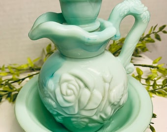 Vintage Avon Jadeite Pitcher and Bowl 1970’s