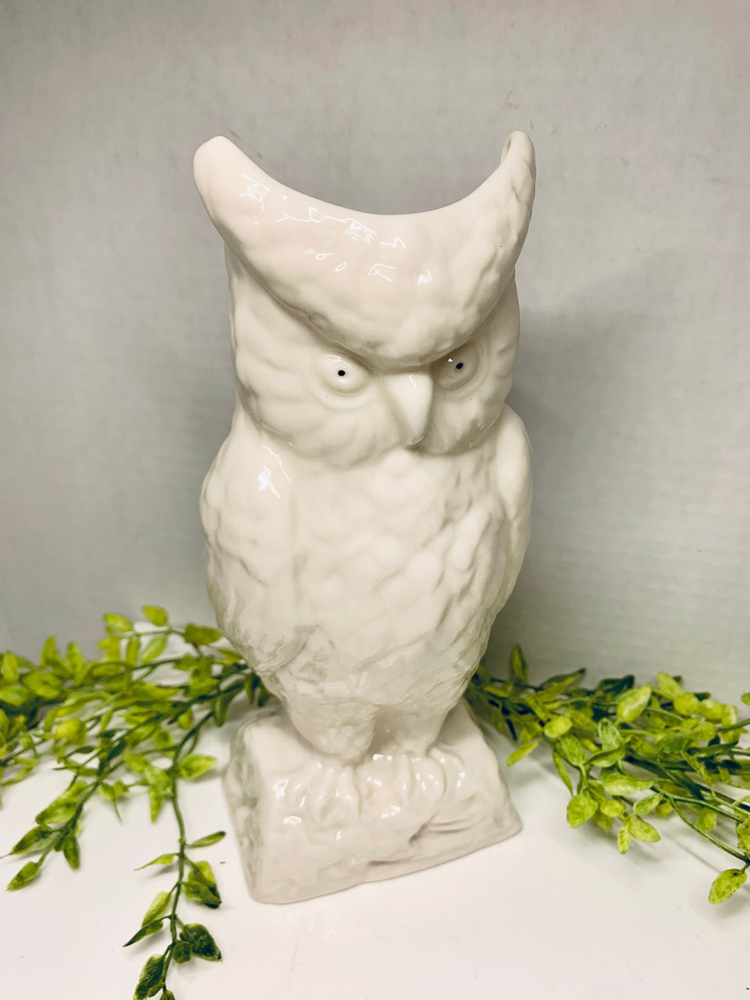 Rare Irish Belleek Horned Owl Vase 0857 Porcelain Vase Vintage Irish