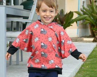 PDF Pattern - Poncho Hoodie Sweatshirt - Babies/Toddlers - Sizes NB to 5-6T - Instant Download - Easy Photo Tutorial