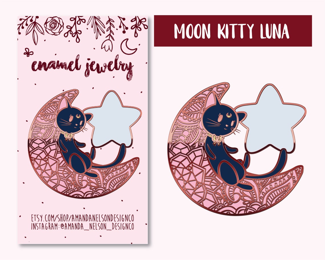 Moon Kitty Luna Hard Enamel Pin Luna Enamel Pin Luna Pin Etsy