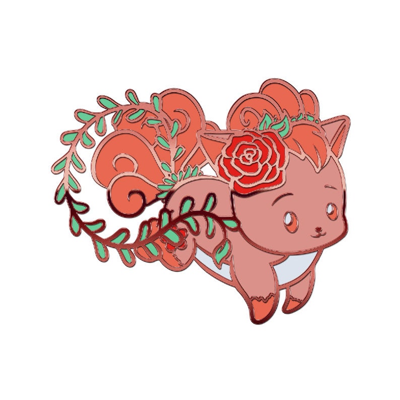Rose Fox Hard Enamel Pin Fantasy Pin Animal Pin Fox Jewelry Kawaii Pin Fox Pin Fox Enamel Pin Enamel Jewelry Anime Enamel pin