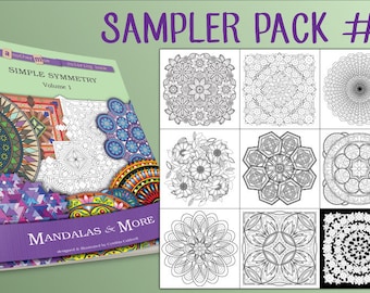 Mandalas & More Coloring Pages Sampler Pack #2 Instant Download   (Yet Another Mom Coloring Book: Simple Symmetry, Vol. 1)