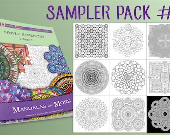 Mandalas & More Coloring Pages Sampler Pack #3 Instant Download   (Yet Another Mom Coloring Book: Simple Symmetry, Vol. 1)