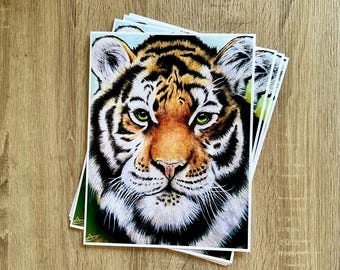 虎の絵、オリジナルの色鉛筆アートワーク、野生動物アート、手描き、11