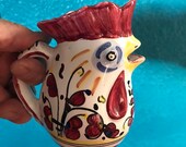 Rooster pitcher, rooster creamer, folkart rooster, farm decor, country decor