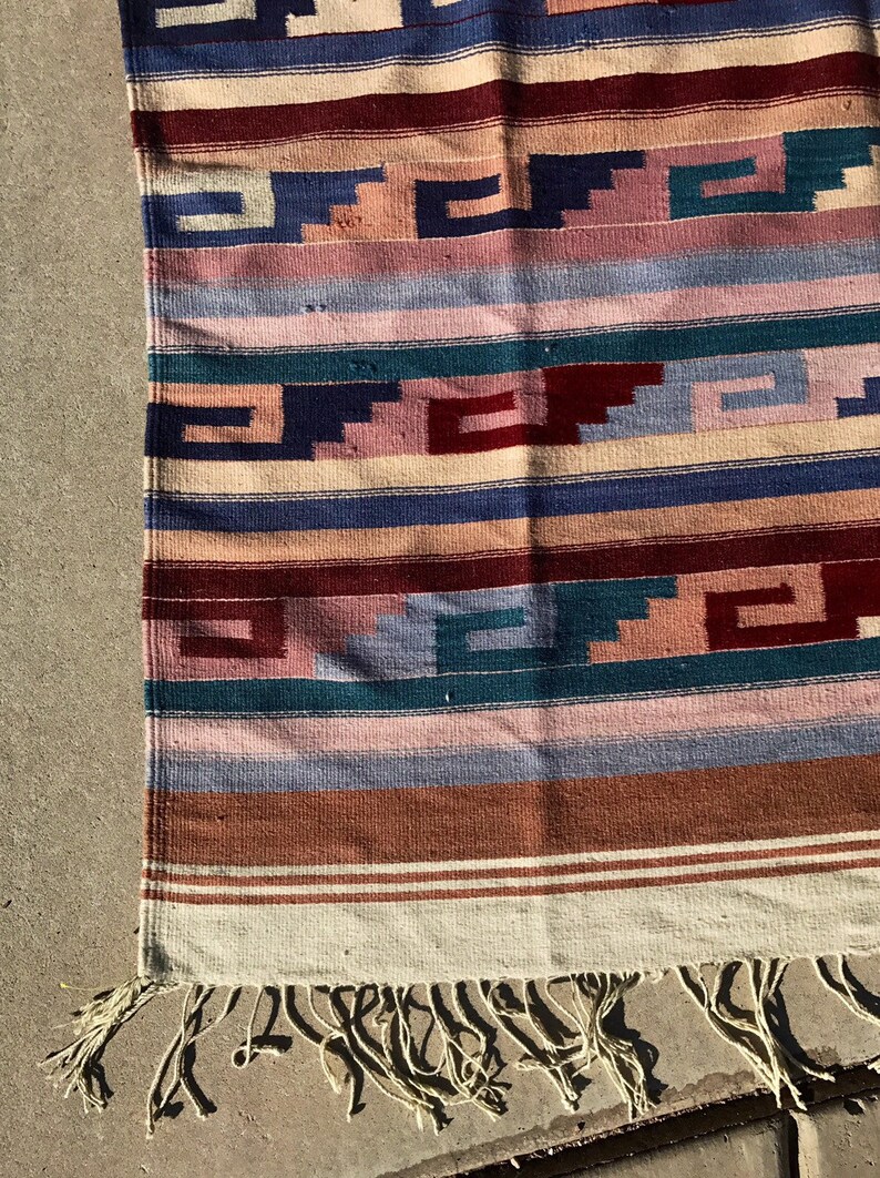 Vintage Zapotec Rug Vintage Mexican Rug Wool Woven Rug Red Etsy