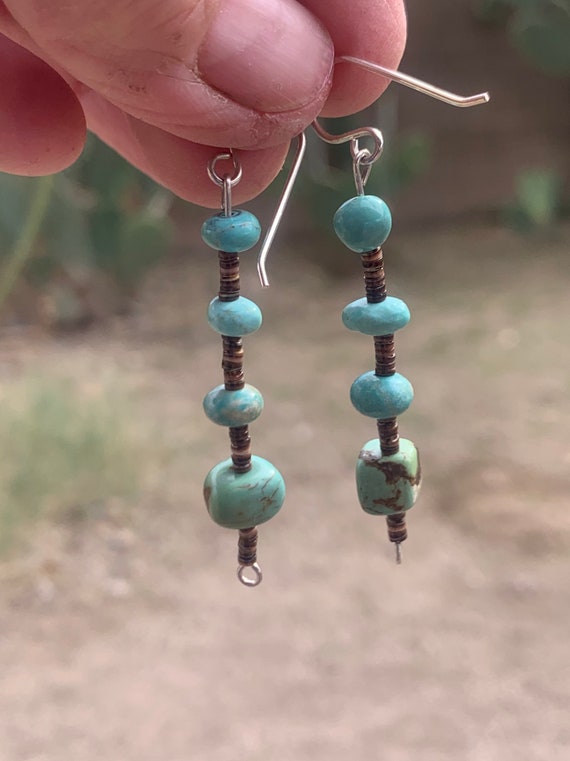 Turquoise earrings, natural turquoise nuggets with