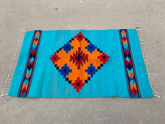 Zapotec wool rug (2x3) - Blue Diamond Diversity