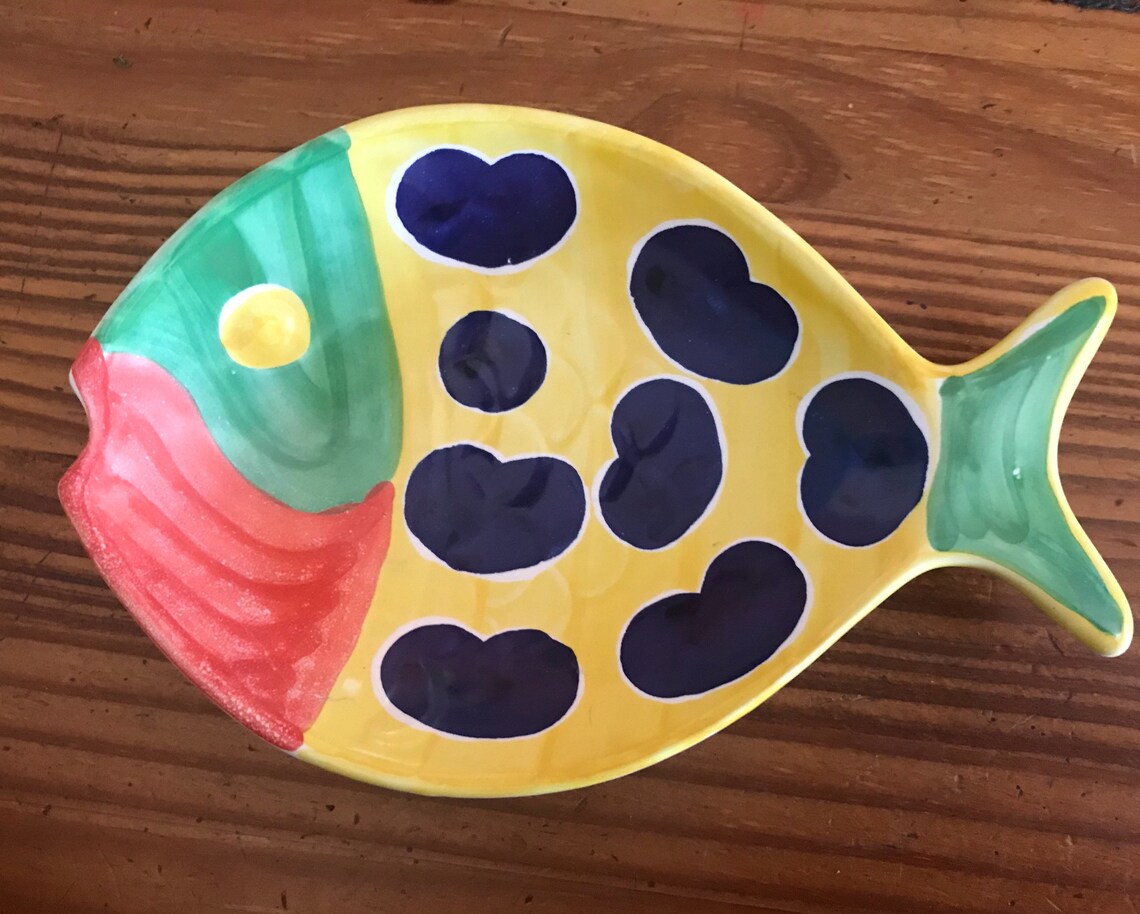 Ceramic fish plate Mexican fish plate set of 4 plates beach Etsy