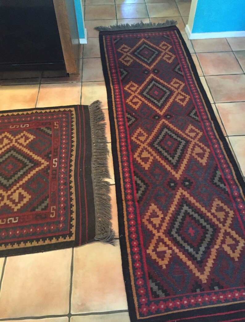 Vintage kilim rug hall runner rug wool rug vintage Afghani Etsy