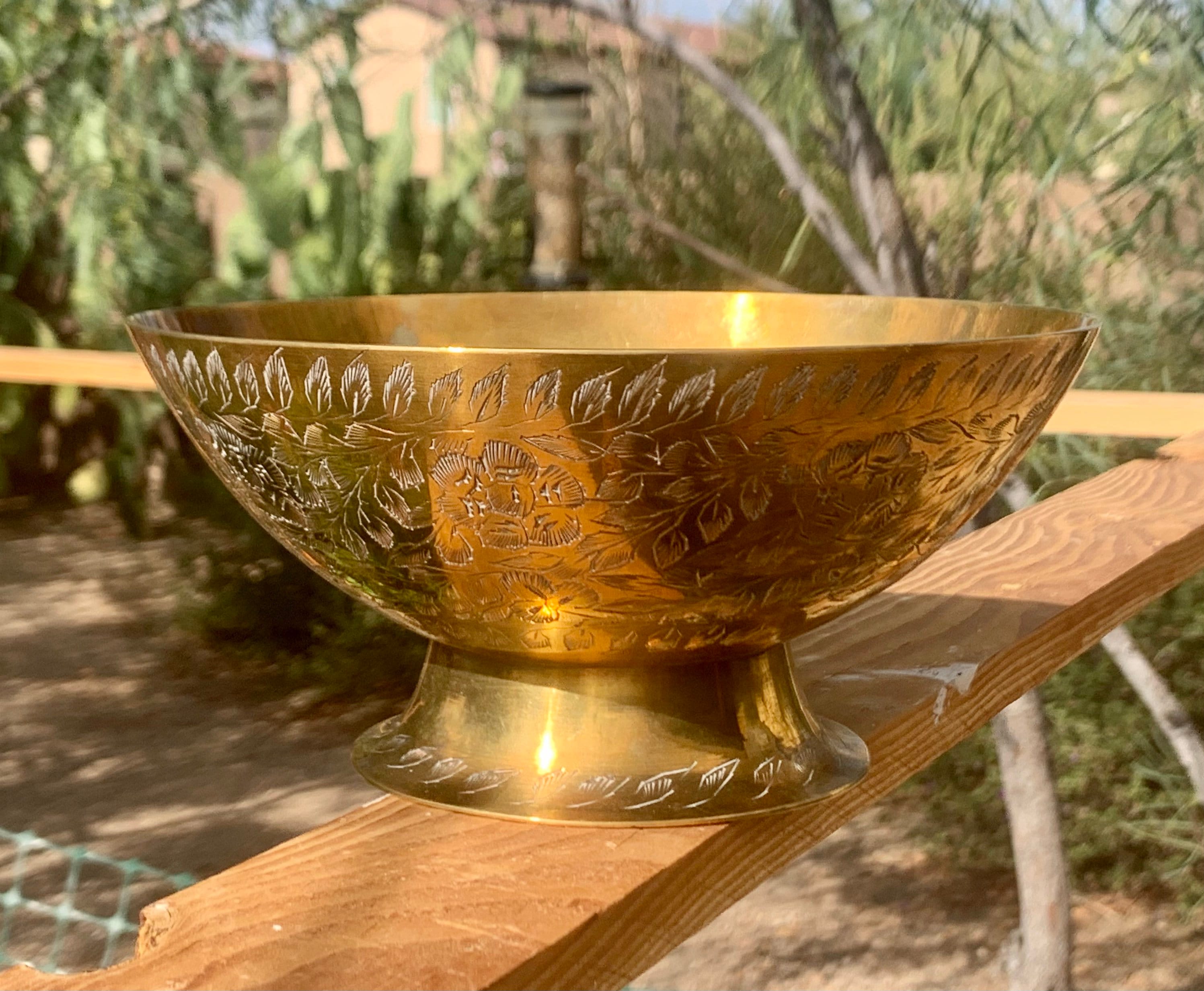 【お値下げ】brass yard ４点セット Indian Brass Bowl, Vintage Brass Bowl India, Etched Brass