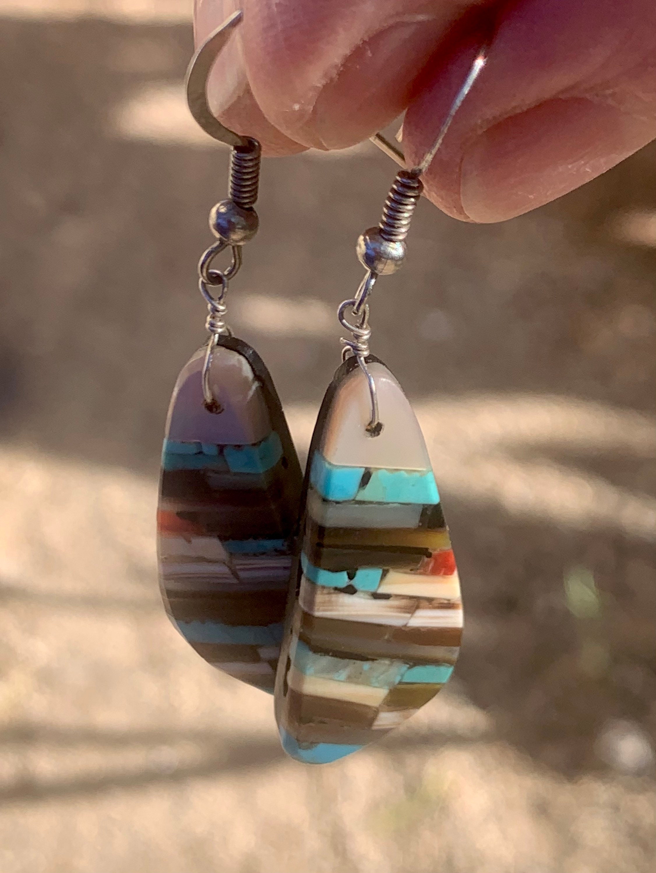 Native american inlay earrings store