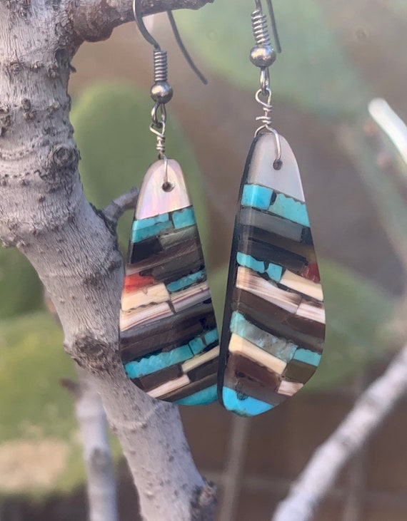 Native american inlay best sale earrings
