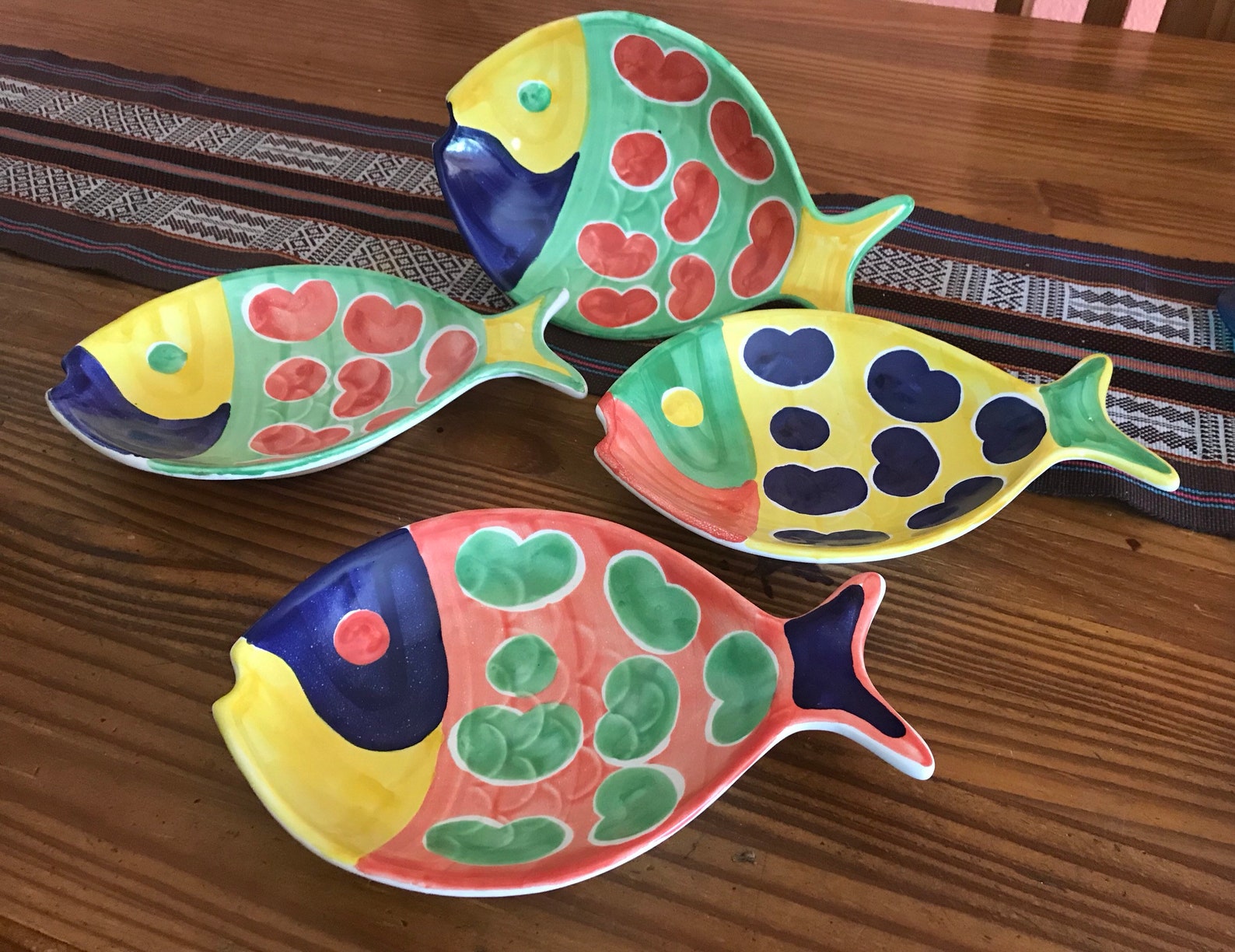 Ceramic fish plate Mexican fish plate set of 4 plates beach Etsy