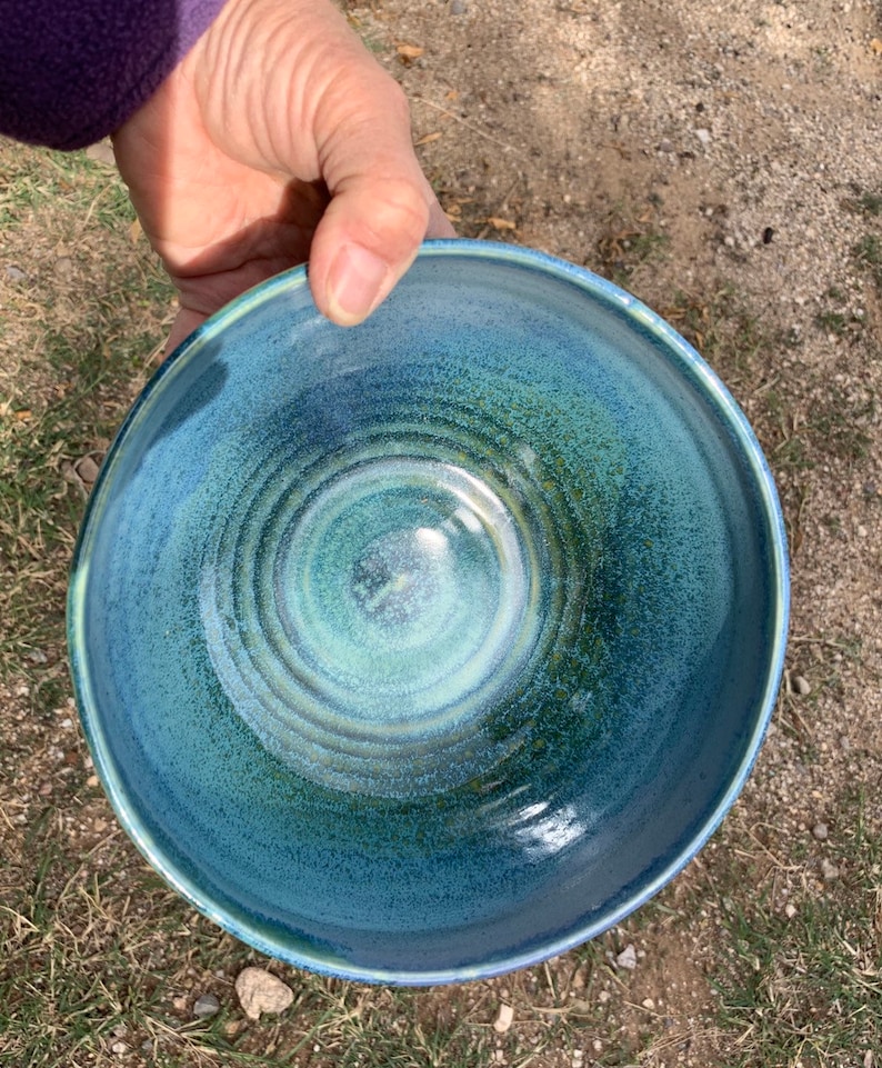 pasta bowl blue bowl salad bowl Blue green pottery bowl medium size pottery bowl Ceramic bowl soup bowl serving bowl