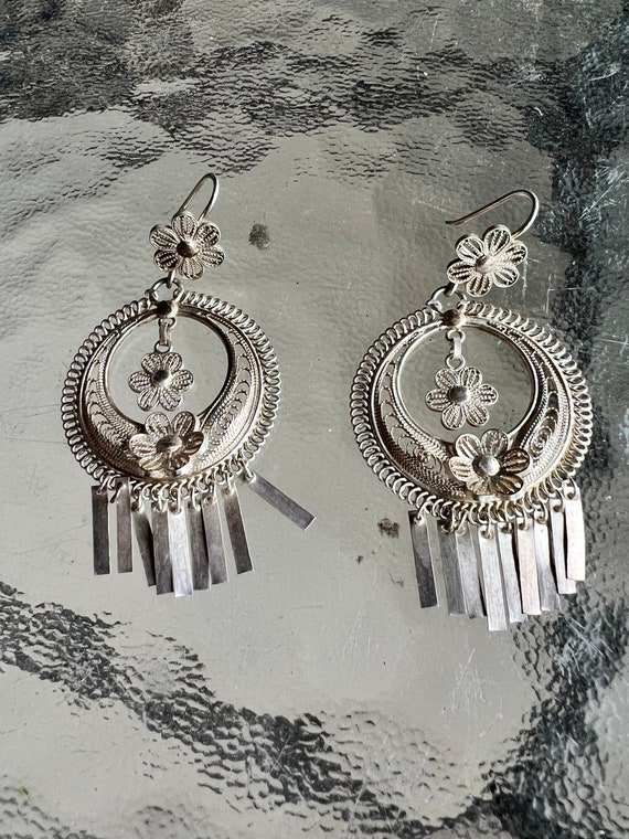 Mexican sterling silver filagree earrings, sterli… - image 10