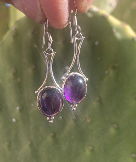 Amethyst earrings, sterling silver amethyst earrin