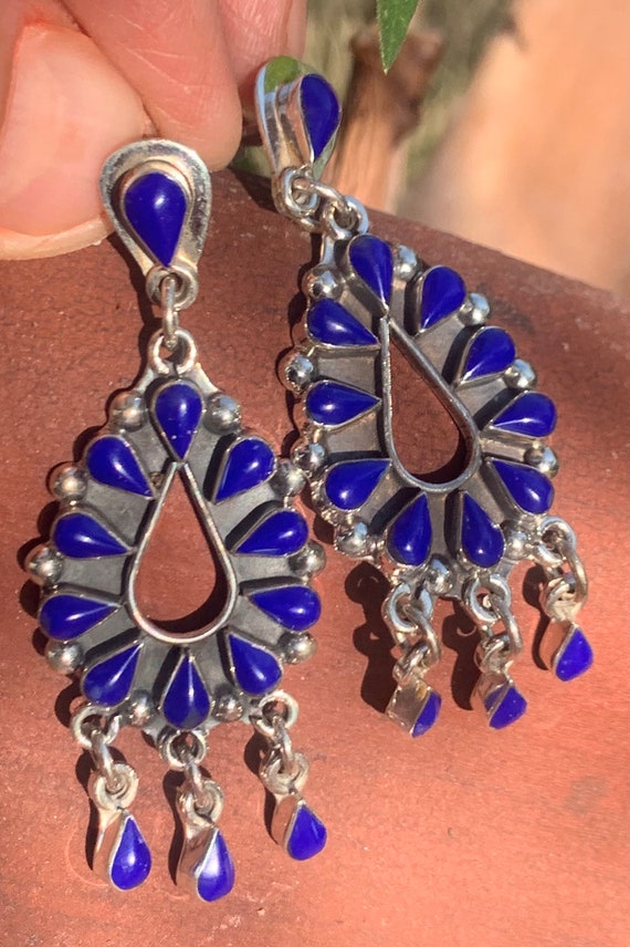 Blue Lapis earrings, Taxco silver earrings, southw