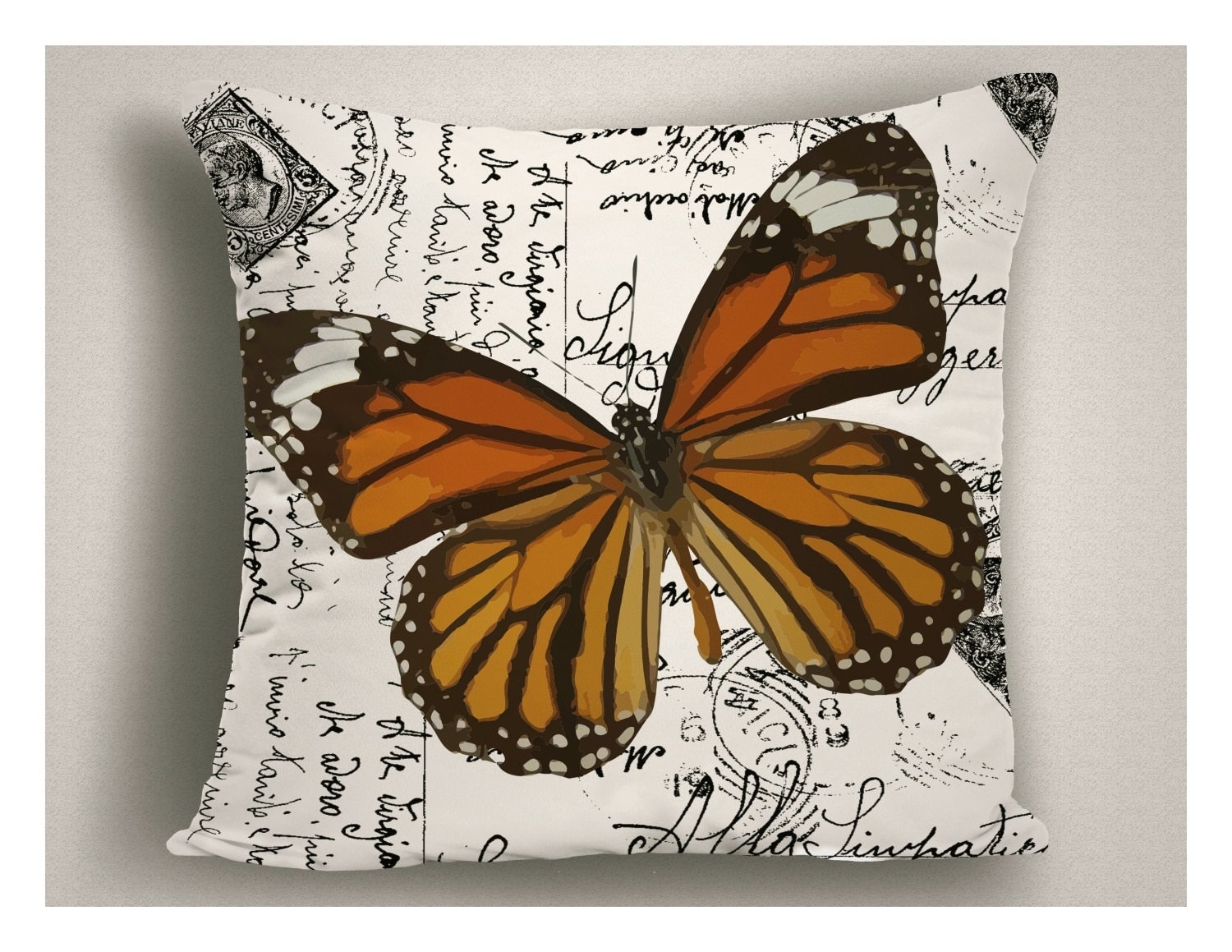 Unique Outdoor Pillow Script Writing Butterfly Patio Pillow Cover