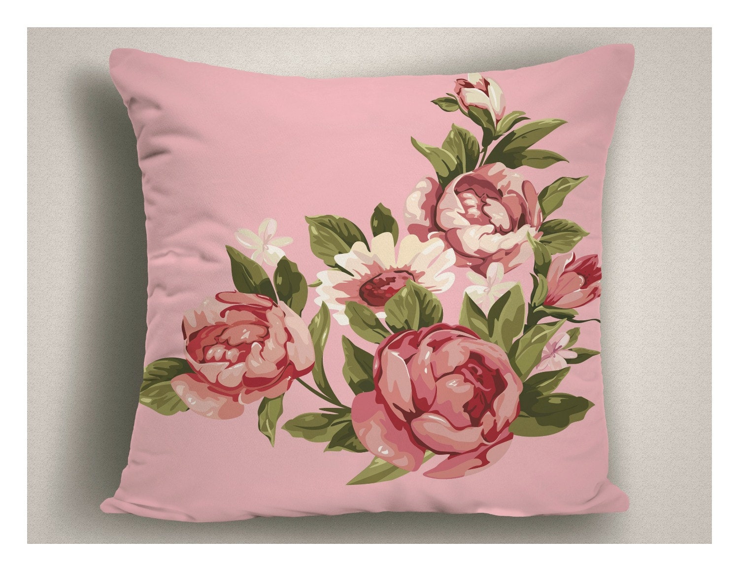 Pink Throw Pillows With Romantic Vintage Peony Decorative