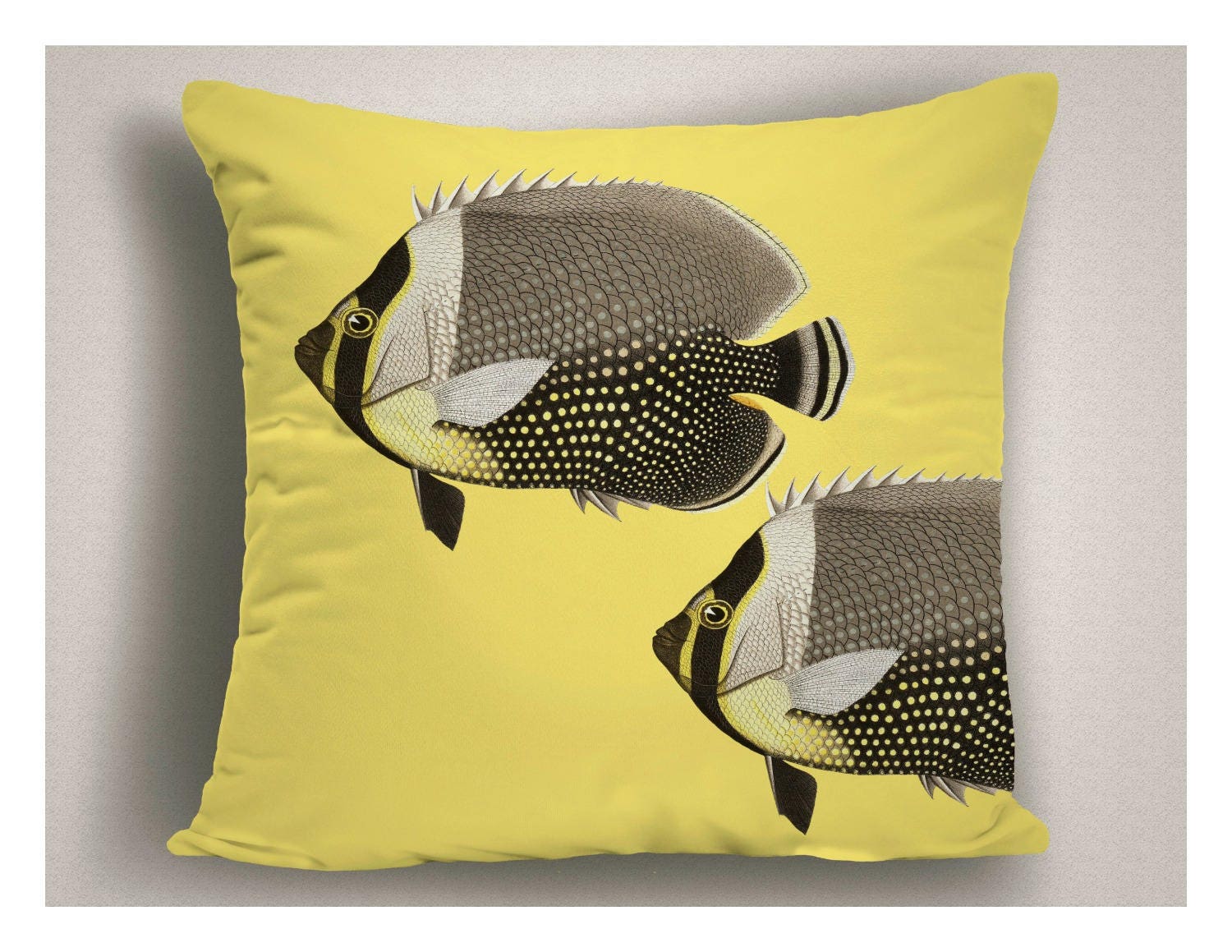 Yellow Outdoor Pillows With Fish Tropical Decor Outdoor Pillow