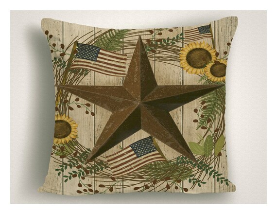 Rustic Americana Outdoor Pillow Patriotic Outdoor Pillows Etsy