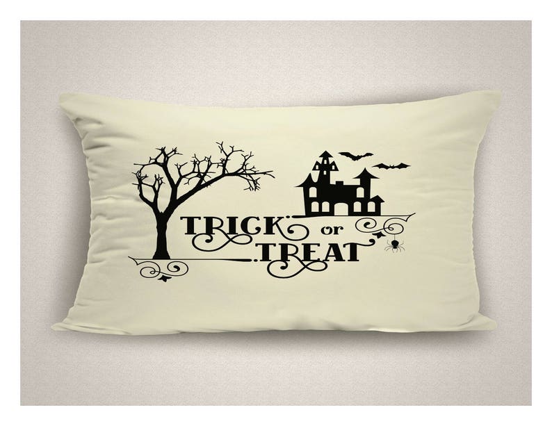Halloween Lumbar Throw Pillow Trick Or Treat Halloween Etsy