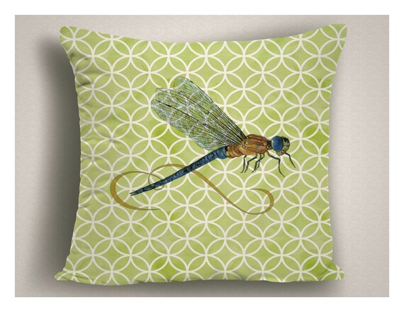 Outdoor Throw Pillow With Dragonfly Patio Pillow Cushion Etsy
