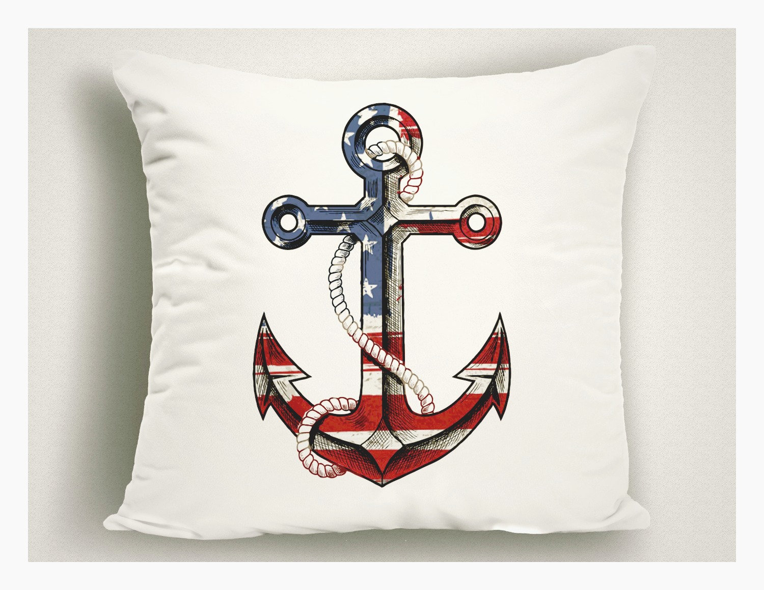 Nautical Americana Throw Pillow Red White And Blue 4th Of July