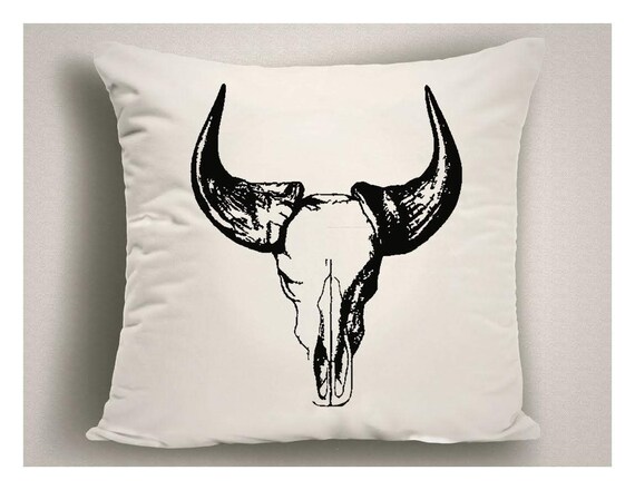 Cow Skull Pillow Cover Man Cave Decor Throw Pillow With Cow Etsy