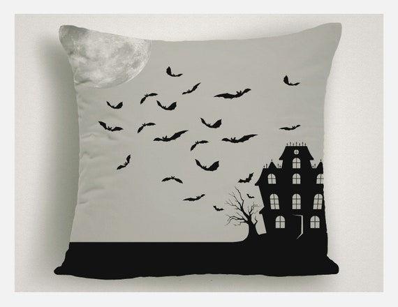 Halloween Accent Pillow Haunted House Halloween Throw Pillow Etsy
