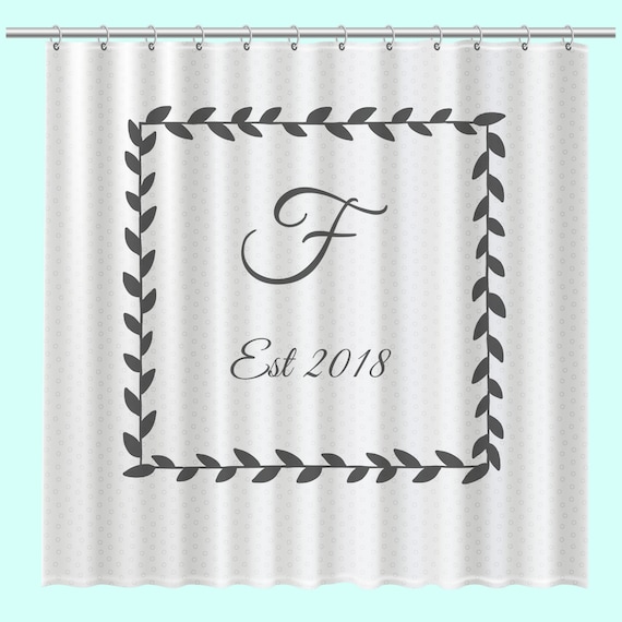 Custom Monogram Shower Curtain Personalized Shower Curtain Etsy