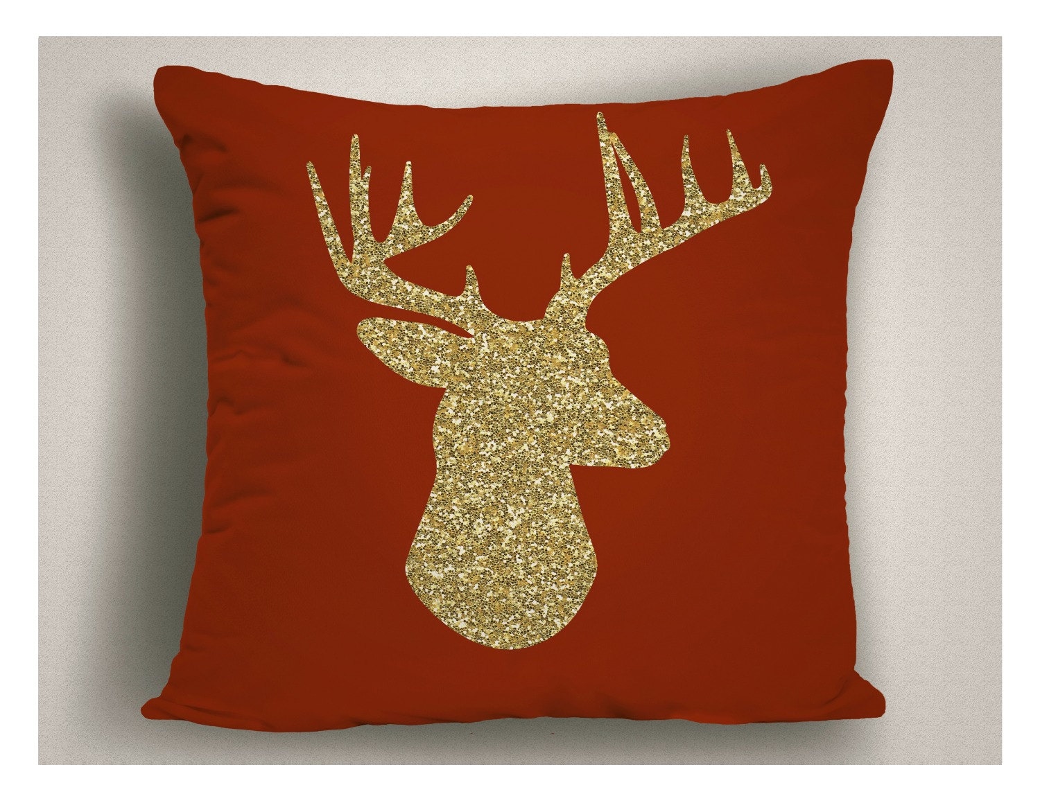 Most Popular Gold Glitter Christmas Reindeer Throw Pillow Red Etsy
