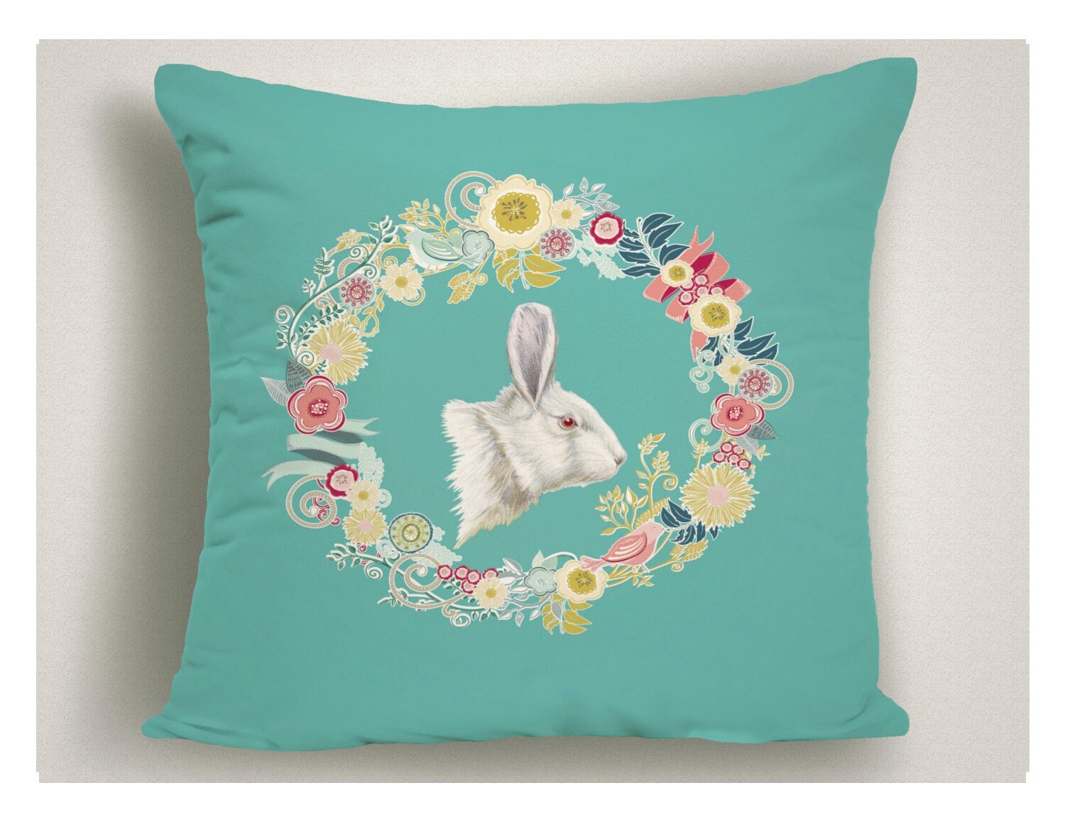 Easter Accent Pillow Rabbit Wreath Easter Pillow Covers Unique