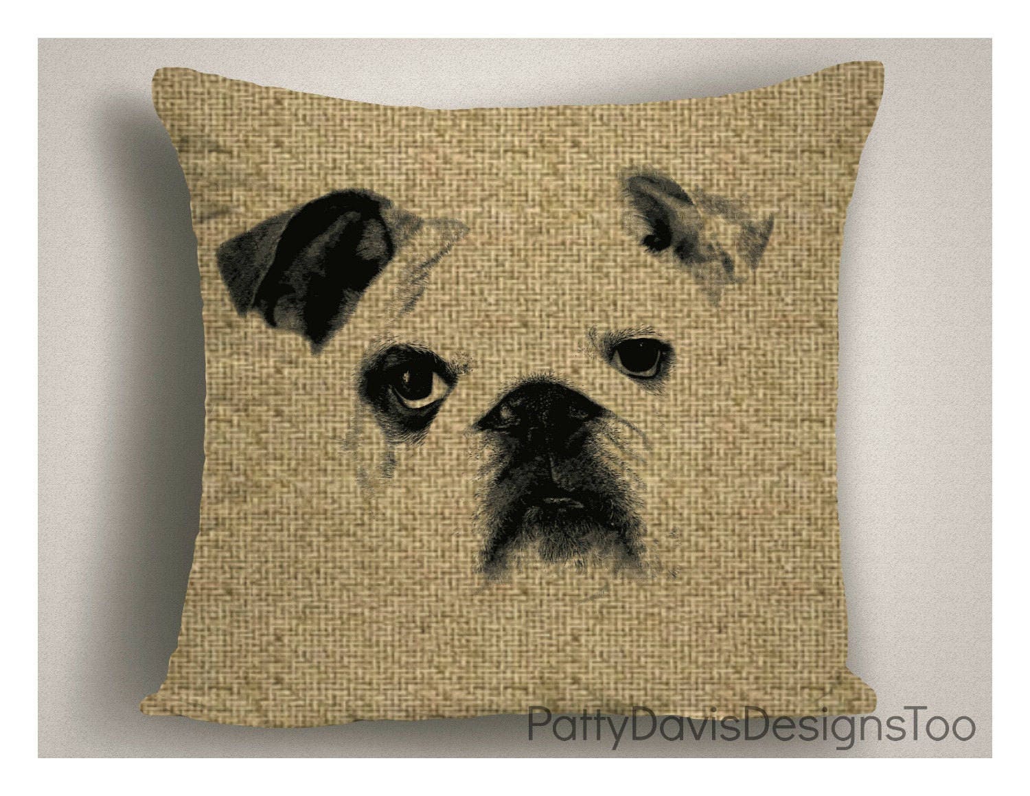 Man Cave Throw Pillow Bull Dog Burlap Pillows Man Gifts For Dog