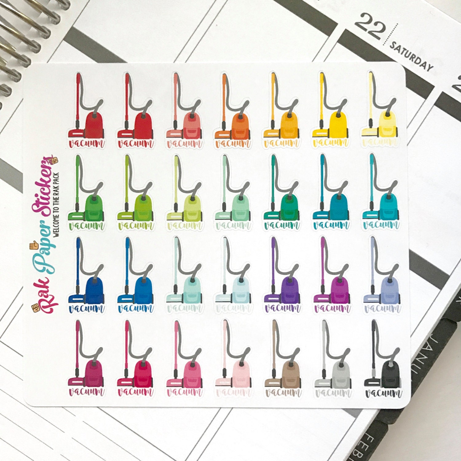Vacuum Vacuum/clean set of 28 stickers for your Erin Etsy