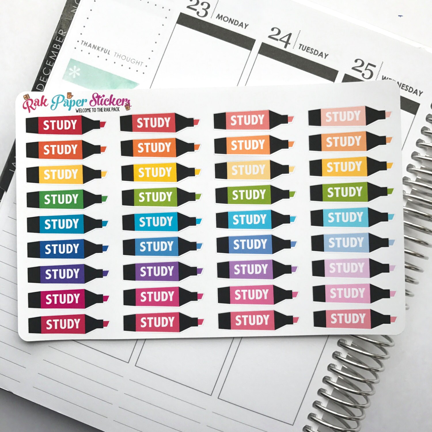 Study Highlighter stickers Hand drawn set of 36 stickers Etsy