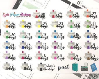 Cruise Countdown! - set of 35 stickers for your Erin Condren, Plum Paper, Filofax, or other calendar or planner!